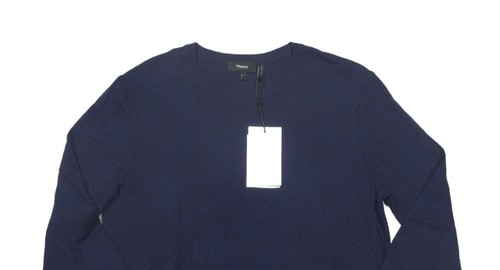 Theory Men's Navy Harman Riland Wool Blend Crew-Neck Pullover Sweater - Picture 2 of 3