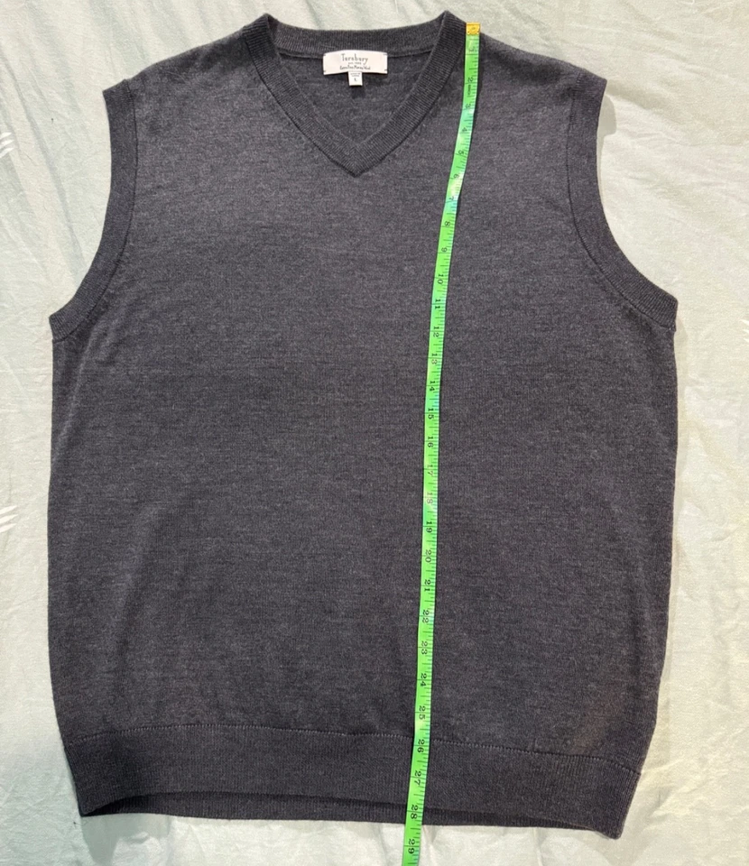 Colete Suéter Masculino de Lã Merino G Cinza Decote V Pulôver Malha Extra Fina Clássico - Imagem 4 de 4
