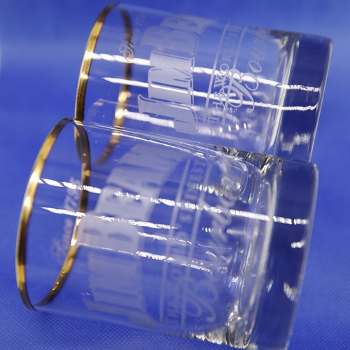 Jim Beam Bourbon Whiskey Marke Goldrand geätztes Glas Set 2 Stück - Bild 2 von 5