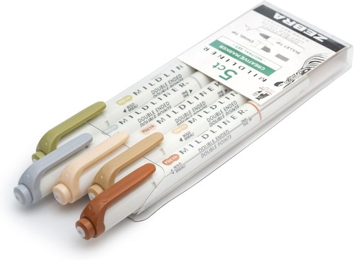 Zebra Pen Mildliner Doppelendiger Textmarker Set - 5 verschiedene Neutral Vintage UK - Bild 1 von 8