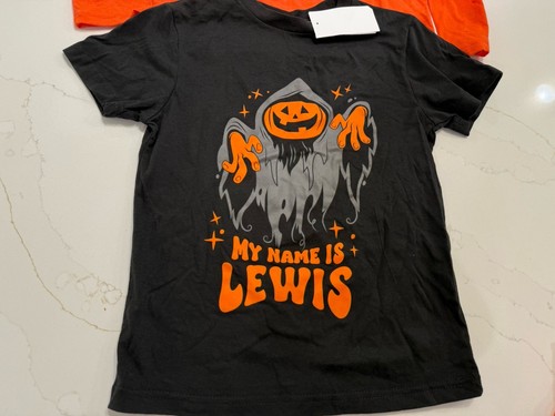 2x BoysHalloween Theme Shirts Pumpkin  Ghost / Boo Size XS 4/5 - Picture 3 of 10