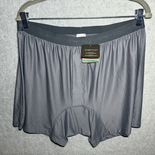 ExOfficio Mens L Give-N-Go 2.0 Boxer Shorts Steel Onyx Gray Mesh Quick Dry Large