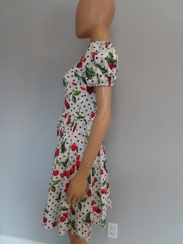 Dolce & Gabbana White/Multicolor Cherry & Polka Dot Print Dress 38/US 2 - Picture 7 of 12