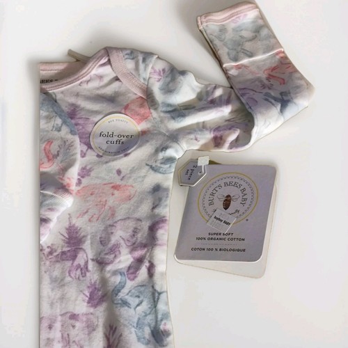 Burts Bee 2-teilig Baby Neugeborenes Elefant Schlafkleid Mütze umklappbare Manschetten 0-6 Monate Mädchen - Bild 5 von 8