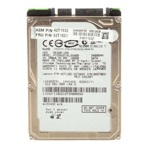 Hitachi Travelstar 5K320 HTS543216L9SA00 160GB 5.4K 8MB SATA 2.5 - Picture 3 of 3