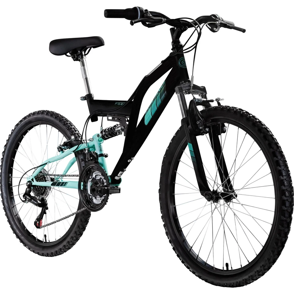 Galano FS240 24" Fahrrad Kinderfahrrad 18 Gang Mountainbike schwarz/türkis 37cm