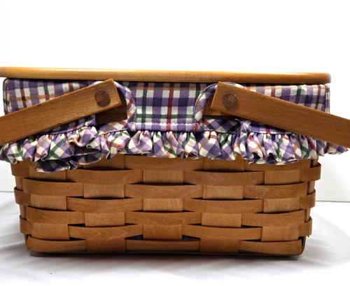 1998 Longaberger Picknickkorb Kunststoff Schutz Stoffeinlage Selflock 12x12x6,5 - Bild 6 von 18
