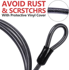 Security Steel Cable with Loops - 3/8 inch (10 mm) Thick (6' or 15') Heavy Duty