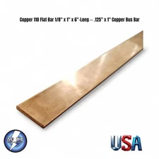 Copper 110 Flat Bar 1/8" x 1" x 6"-Long -- .125" x 1" Copper Bus Bar