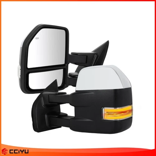 Tow Mirrors Power Heated Turn Signal Puddle Light Chrome For 2015-2020 Ford F150