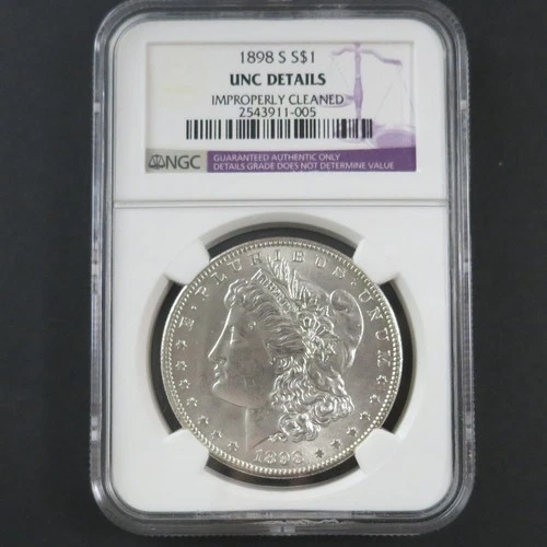 1898-S Morgan Silver Dollar $1 - 90% Silver - NGC UNC Details - Free Shipping