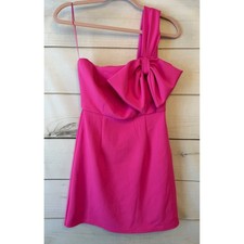 VICI Hot Pink One Shoulder Bow Mini Dress D4916 Womens Small Barbiecore Party