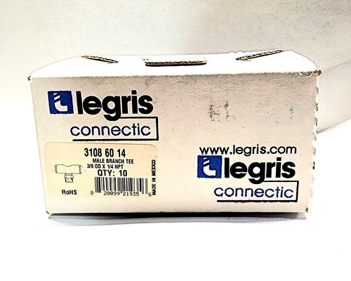 Legris 3108 60 14 Box of 10 Branch Tee Fitting 3/8" Tube 1/4" NPTM NEW - Picture 1 of 2
