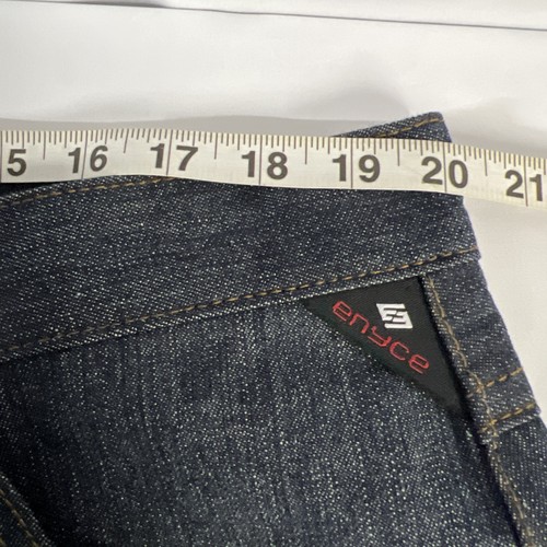 Pantalones de mezclilla para hombre Y2K Enyce hip-hop rectos holgados lavado oscuro bordados 40x34 - Imagen 7 de 16