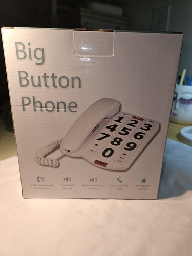 New In Box Big Button Corded Phone With Extra Loud Ringer