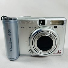 Canon PowerShot A60 Silver 1.5" LCD 2MP Compact Digital Camera TESTED WORKING