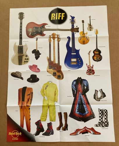 The Hard Rock Cafe Poster S/S 18x24" "Hard Rock Icons" Prince, Devo, Van Halen