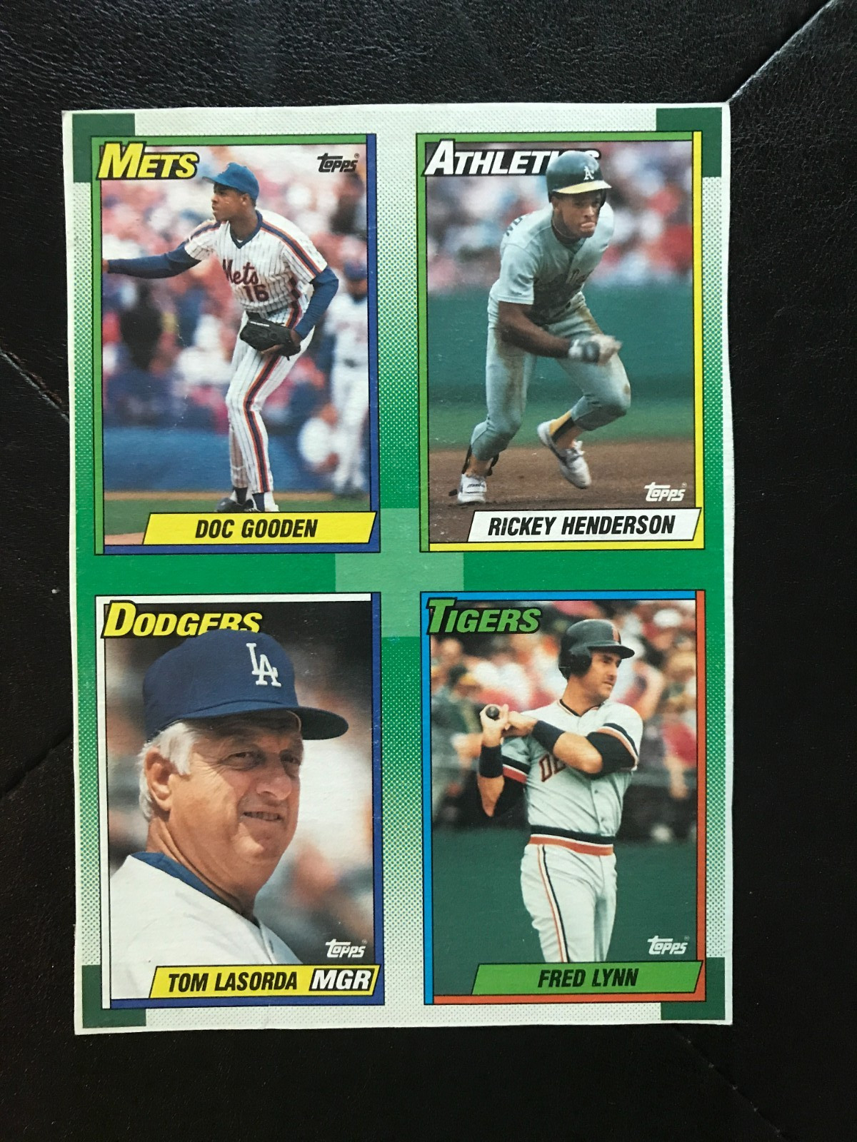 1990 O-Pee-Chee Baseball Wax Bottom Panel Rickey Henderson Gooden Lynn Lasorda