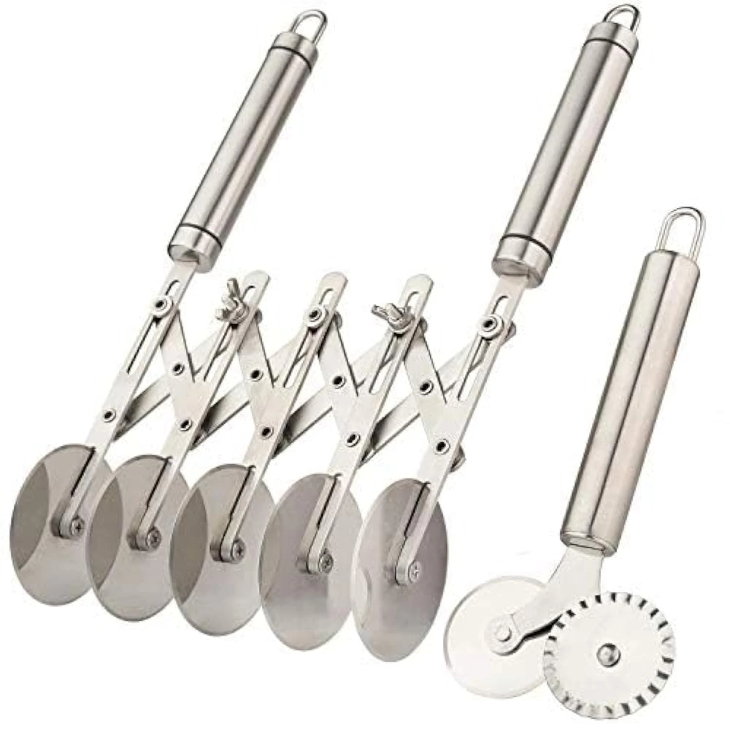 5 Wheel Pastry Cutter with Handle set of 2 Stainless Steel Double cutter Adju...
Opens in a new wind