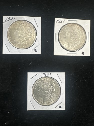 1921 $1 Morgan Silver Dollar No Mint Mark Set Of 3