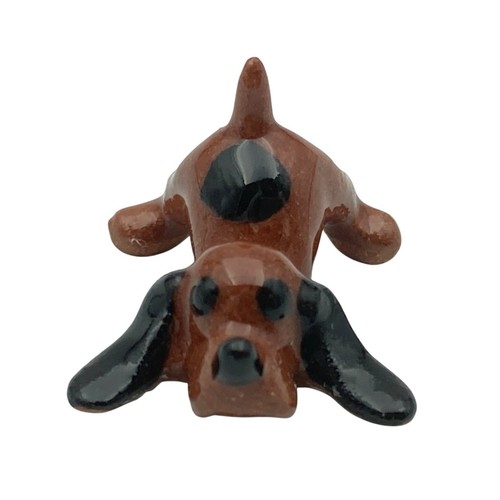 Hagen Renaker Tiny Hound Hund verspielter Welpe Miniatur Figur Vintage braun schwarz - Bild 4 von 9
