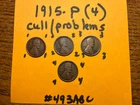 (4) 1915 P Lincoln Wheat Cent CULL PROBLEM LOW GRADE Buyer grade #493ABC