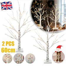 White Tree with Lights Mini Birch Branch Tree with 24 Warm White LED Decorations