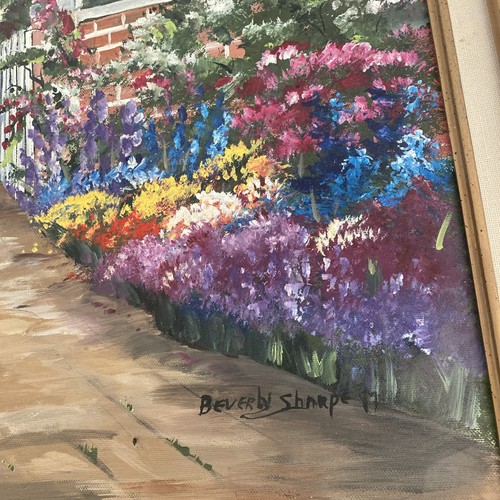Vntg Cottage Oil Painting Impressionist Original Beverly Sharpe 23” X 30” Rare! - Bild 6 von 11