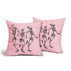 Halloween Skull Pillow Covers 16X16 In Set of 2 Cute Funny Skeleton Decorative 