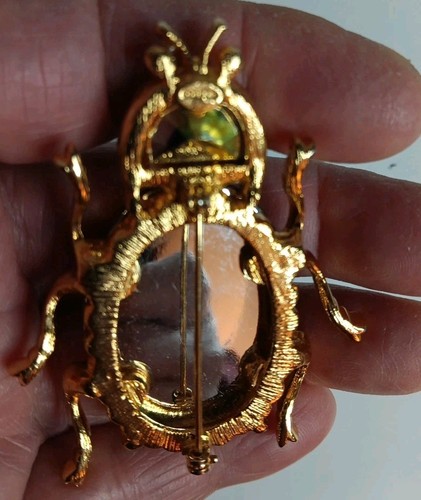 Bastelbrosche Käfer riesig lila Jelly Bauch grün Strass selten schön - Bild 4 von 4