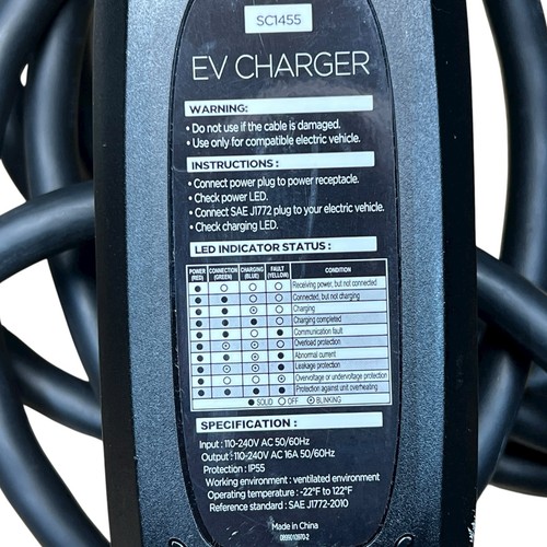 Schumacher SC1455 Level 2 Tesla EV Charger 28’ Cable 16 Amp 240v NEMA 6-20P Plug - Picture 10 of 10
