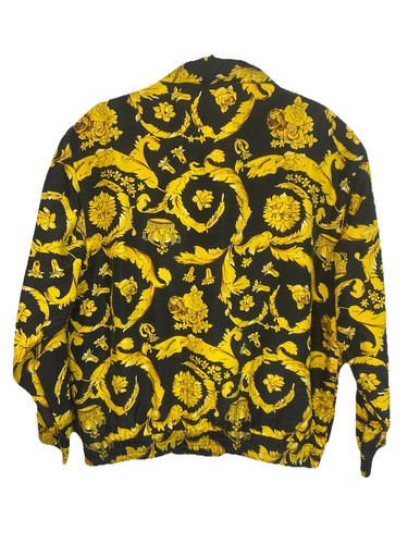 Vintage 80’s 100% Silk Black & Gold Retro Printed Bomber Jacket Medium Luxury - Bild 11 von 12