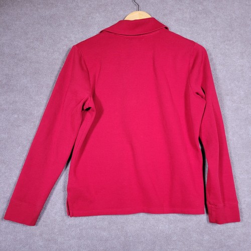 RALPH LAUREN Top Women's Large Red Pullover Quarter Button Up Cotton Casual  - Picture 2 of 6