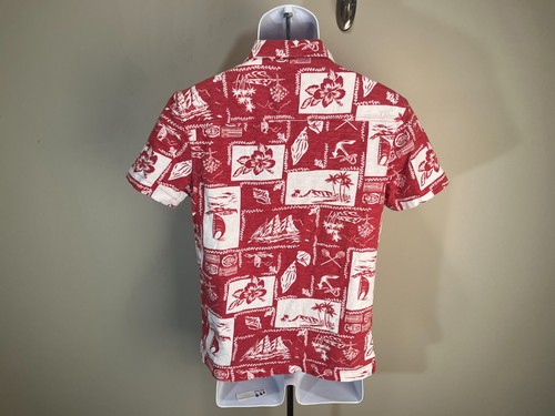 J. Crew Men's red and white slub Hawaiian short sleeve shirt Small S EUC - Picture 3 of 5