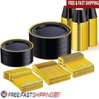 Disposable Dinnerware Set 50 Guests Plastic Plates Utensils Elegant Events New