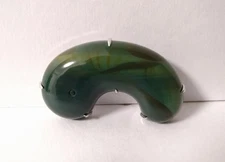 ββ Natural stone agate? SILVER engraved Japanese accessories Magatama carving
