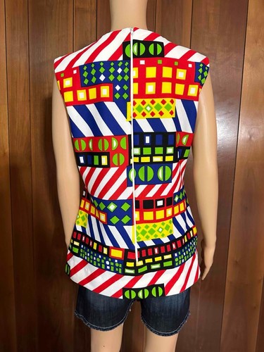 Vintage 60s mod geometric tunic sleeveless top. Crazy cool print! Size Small - Picture 7 of 7