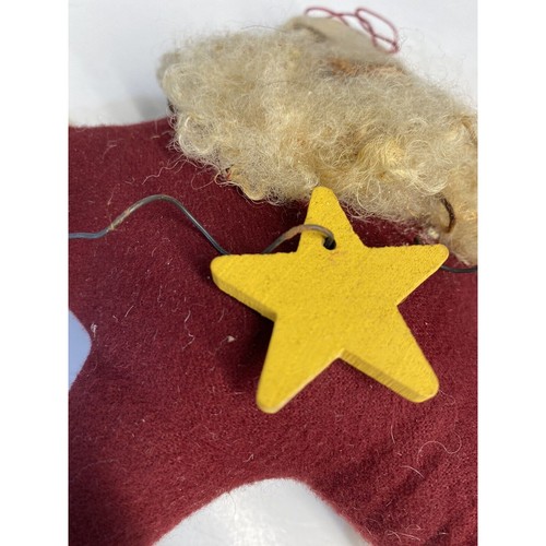 Vintage Primitive Volkskunst Grungy Tuch Stern Santa Handarbeit Tuch mit Mütze 9" - Bild 2 von 8