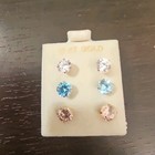 Lot of 3 Pairs 10k.Yellow Gold Cubic Zirconia Stud Earrings Made in Usa