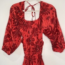 Faithfull the Brand Floral Maxi Dress with Puff Sleeves Size 4