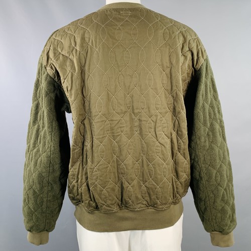 Felpa girocollo trapuntata misto cotone KAPITAL taglia XL verde oliva - Foto 5 di 7