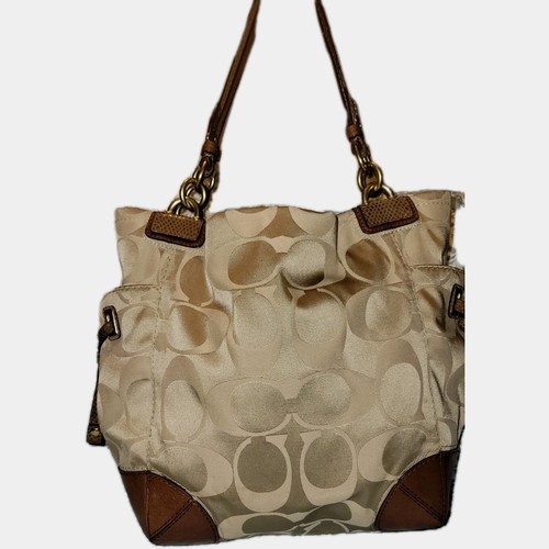 Coach Peyton Signature Khaki Sateen Tote Bag 14505 - Picture 2 of 9