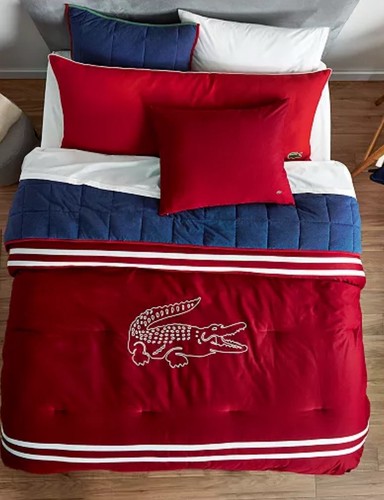 Lacoste Home Big Croc 3 piezas Juego de edredón King rojo - Imagen 1 de 8
