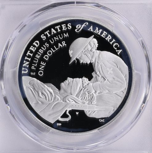 2022-W National Purple Heart Hall of Honor Colorized Silver Dollar PCGS Proof-70 - Picture 2 of 2
