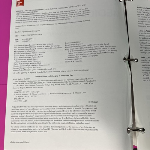McGraw-Hill Medical Assisting Admin & Clinical Procedures 6th Ed Loose-Leaf - Picture 3 of 13