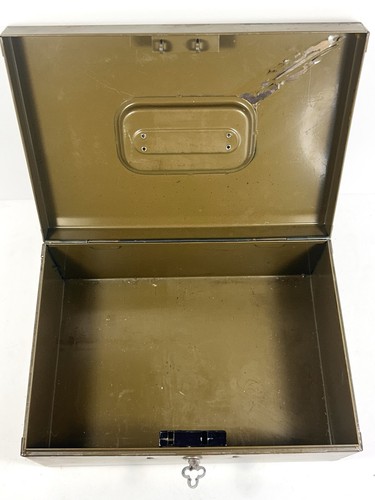 Vintage 10x7x4 Art Steel Co Stahl Schlosskasten Außendurchmesser grün mit Schlüssel • Made in USA - Bild 7 von 7