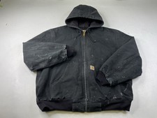 Vintage Carhartt J131 Jacket Active Canvas Duck Hooded Black Thermal Mens XL USA