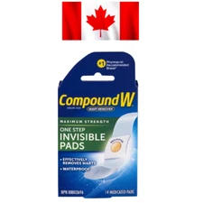 Compound W Wart Remover, Maximum Stength 14 One Step Invisible Medicated Pads