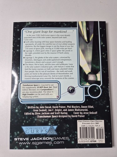 TransHuman Space: High Frontier, GURPS, Steve Jackson Games, VGC - Foto 2 di 13