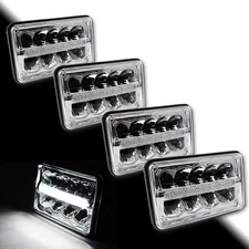 Kenworth Freightliner Peterbilt Western Star Semi 4X6" Chrome LED Headlights Set